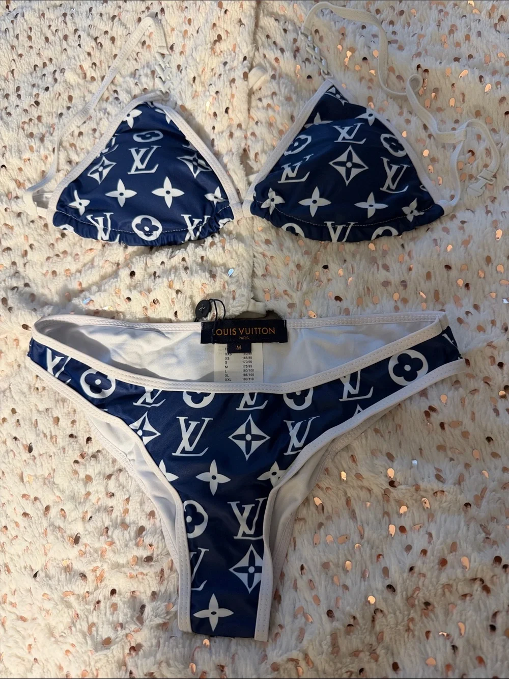 Louis Vuitton Navy & White Monogram Bikini Set